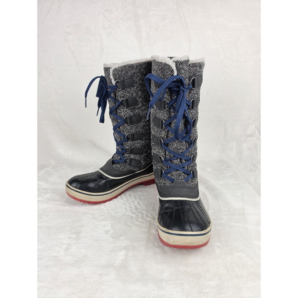 Sorel Tofino Tall Boots Womens Size 7 Gray Tweed Faux Fur Waterproof